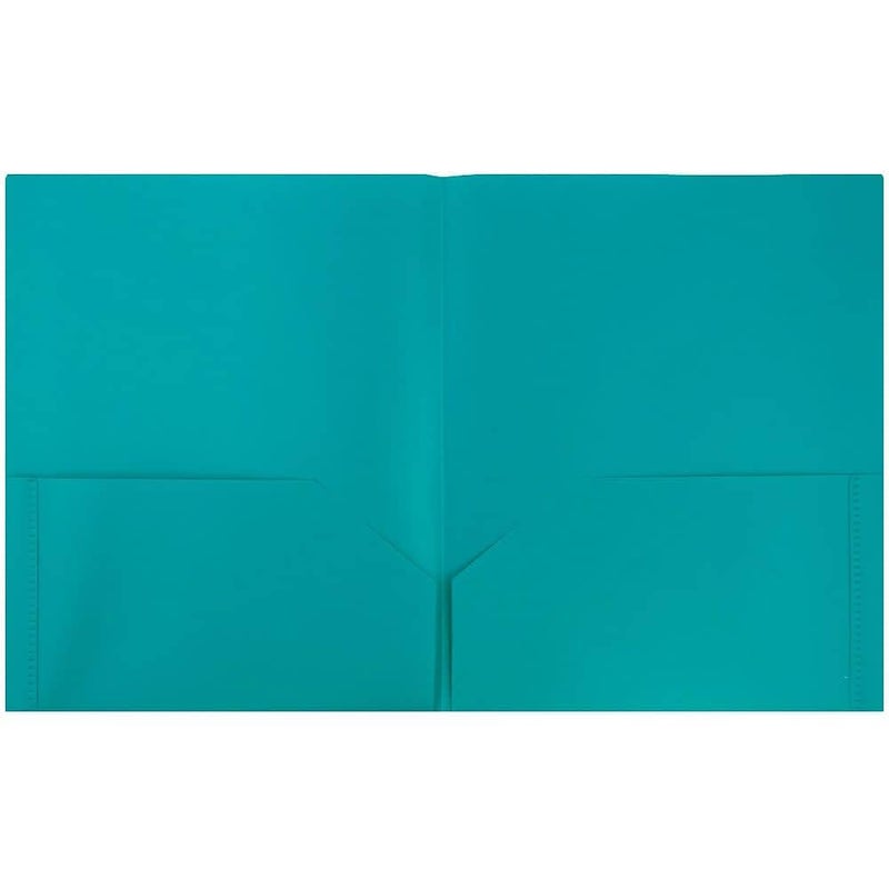 JAM PAPER Plastic 2 Pocket POP Folders - Durable School Folders - Teal Blue - 6/Pack - Image 4